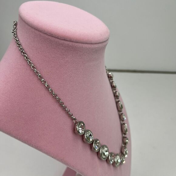 Necklace Rhinestones Women’s Jewelry Silver #588 - Picture 3 of 10